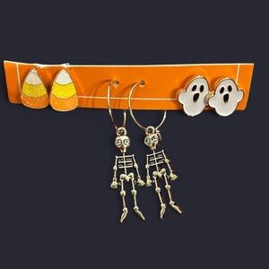 Orange and Yellow Halloween Jewelry Set with Candy Corn Earrings